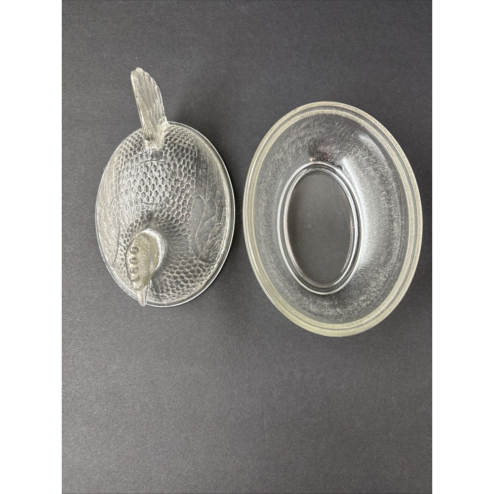 VTG Indiana Glass Clear Hen On Nest Chicken Candy Trinket Covered Dish Farmhouse - Picture 8 of 16